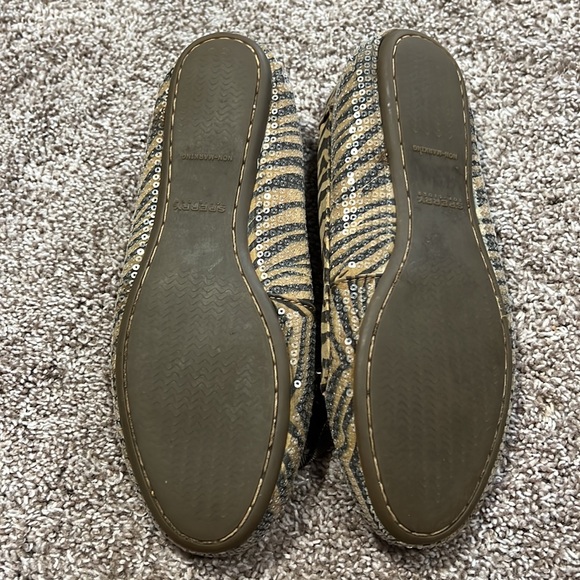 Sperry size 8 brown zebra and sequin moccasin/slippers. - Picture 4 of 5